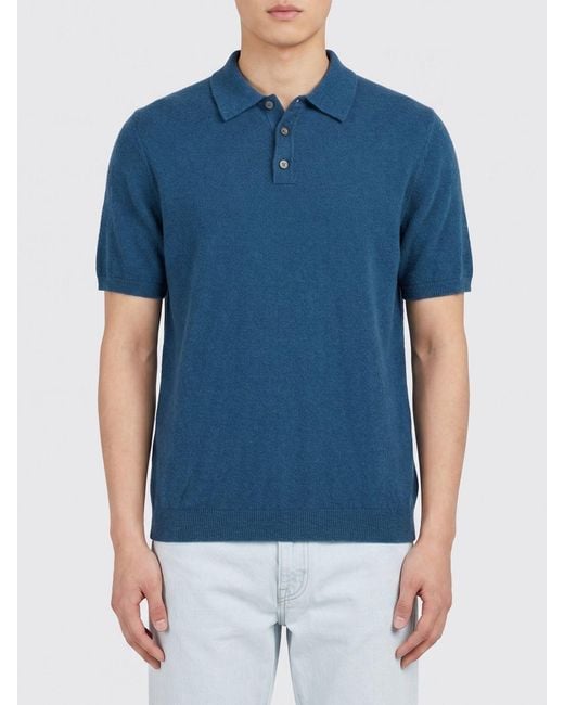 Roberto Collina Blue Cotton Blend Polo Shirt for men