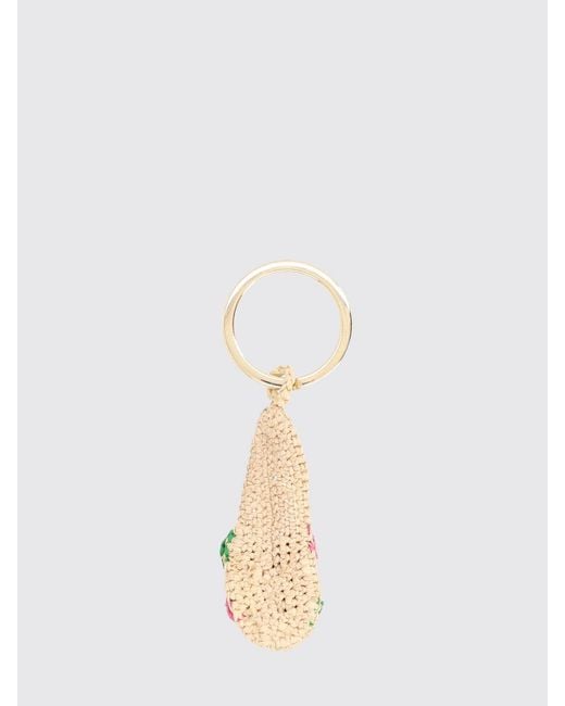 Manebí White Espa Two-Tone Crochet Raffia Keyring