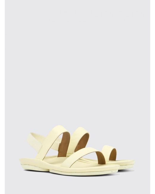 Camper Natural Right Isla Leather Low-Heeled Slingback Sandals With Open Toe