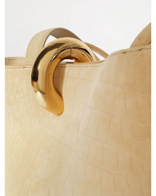 Jacquemus Natural Bambola Medium Croc Print Nubuck Bag