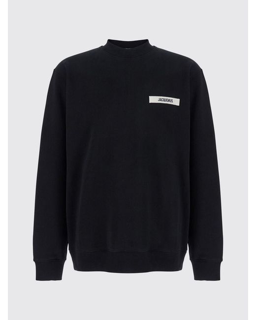 Jacquemus Blue Pure Cotton Crewneck Sweatshirt With Applied Contrast Logo for men