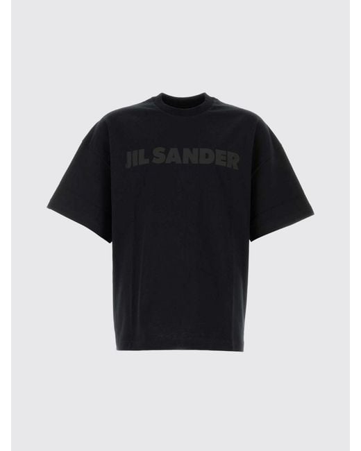 Jil Sander Black Cotton T-Shirt With Logo Print for men