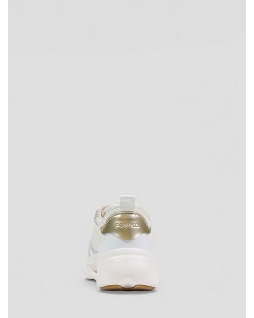 Pinko White Leather And Mesh Sneakers