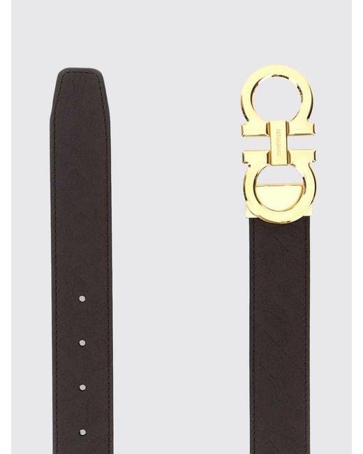 Ferragamo White Gancini Reversible Leather Belt With Interlocking Buckle for men