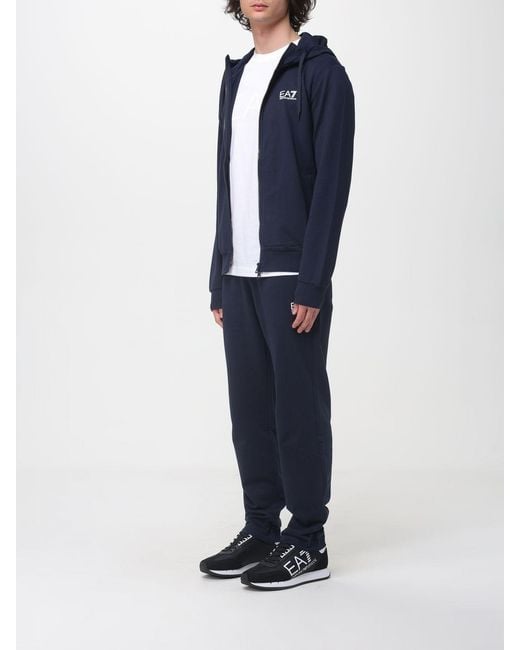 EA7 Blue Cotton Sportswear Set With Logo for men