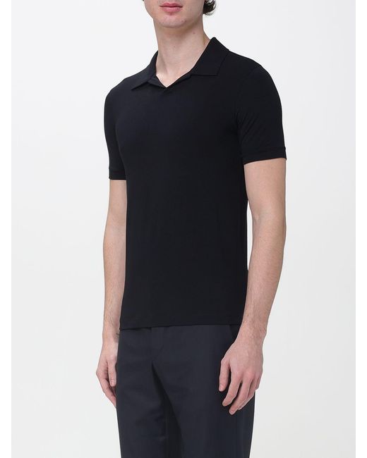 Giorgio Armani Black Viscose Polo Shirt for men