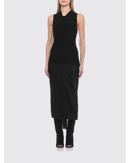 Rick Owens Black Stretch Jersey Midi Dress