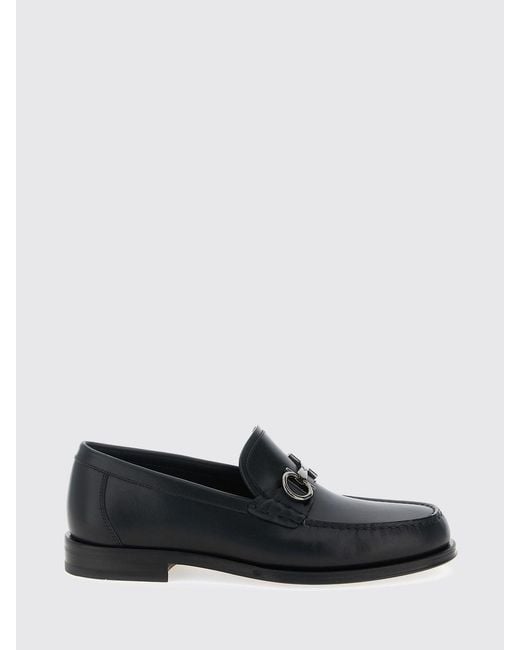 Ferragamo White Gancini Leather Loafers for men