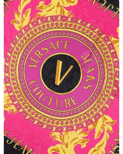 Foulard in seta con stampa di Versace in Pink