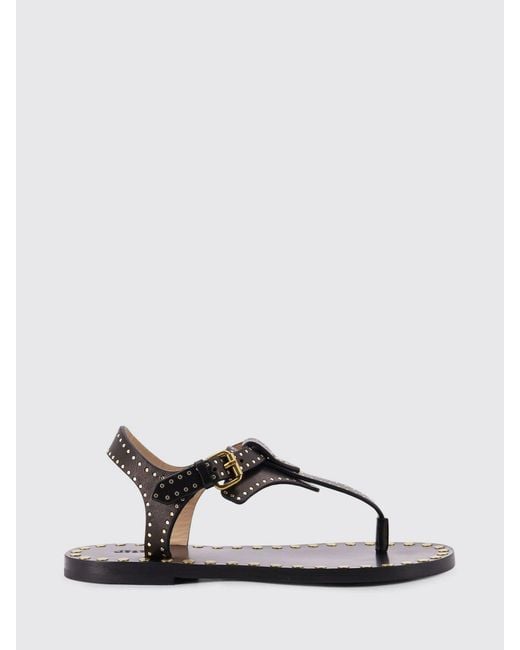 Isabel Marant White Joonya Leather Sandals With Micro Studs