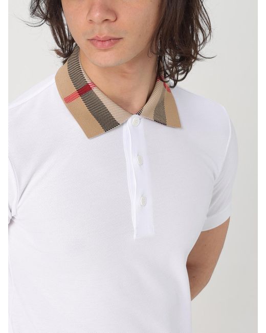 Burberry White Cotton Polo Shirt for men