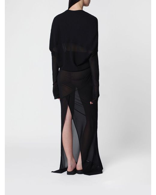 Entire studios Black Long Slim Fit Wrap Evening Gown With Back Slit