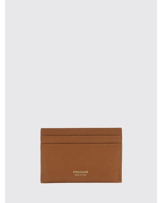 Ferragamo Brown Gancini Grained Leather Credit Card Holder