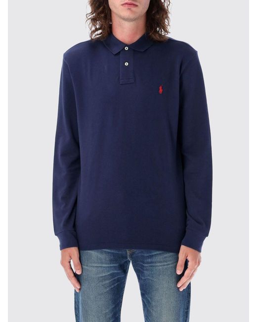 Polo Ralph Lauren Blue Basic Cotton Polo Shirt With Pony Logo for men