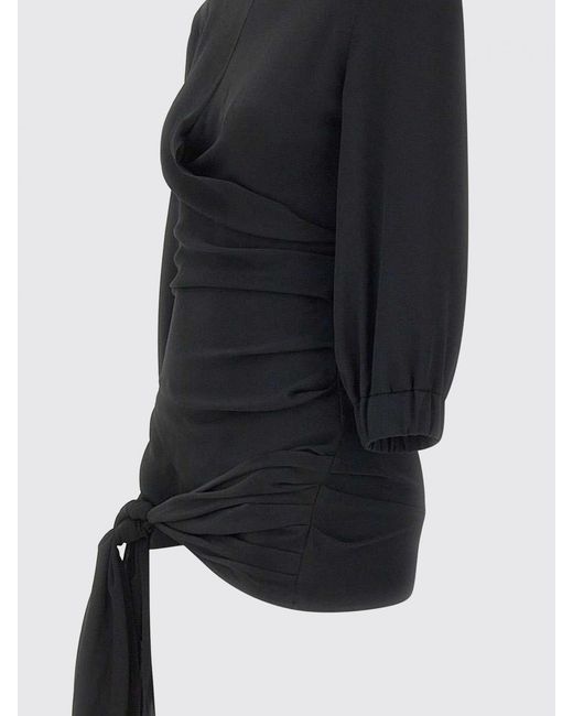 The Attico Black Draped Silk Blend Blouse