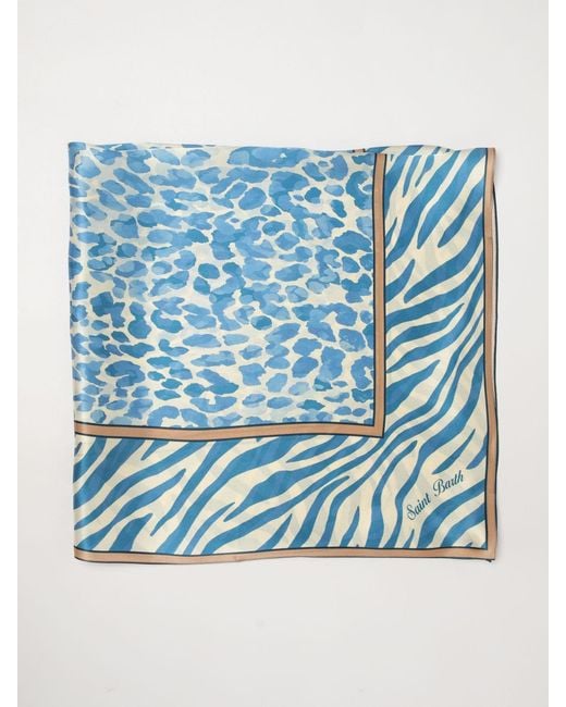 Mc2 Saint Barth Blue Animalier Silk Scarf