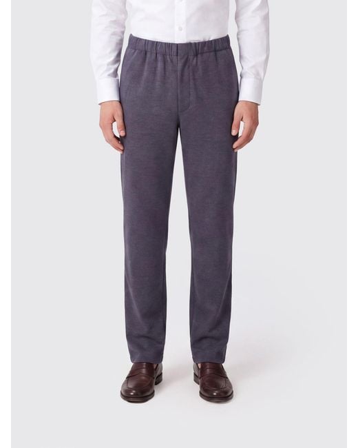 Lardini Blue Slim Fit Cotton Blend Trousers With Elasticated Waist And Flap Pockets for men