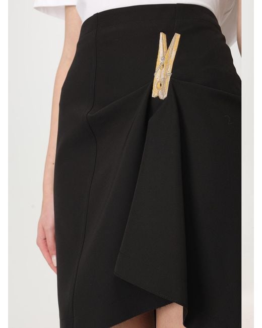 Moschino Black Asymmetrical Mini Skirt Clothespin Detail