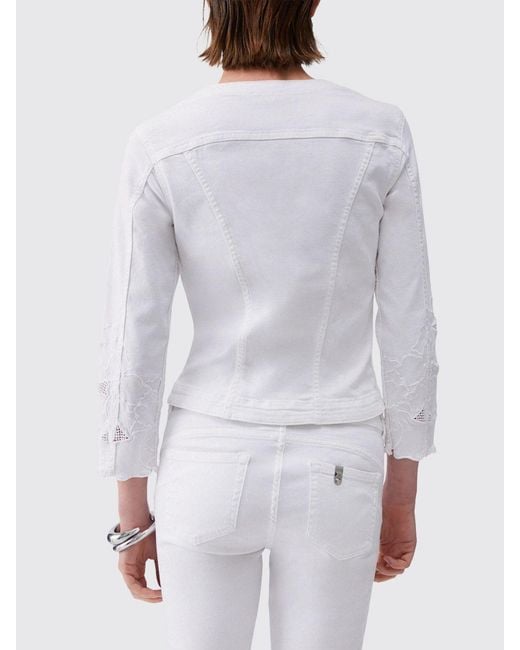 Liu Jo White Cotton Denim Jacket With Macramé Inserts By