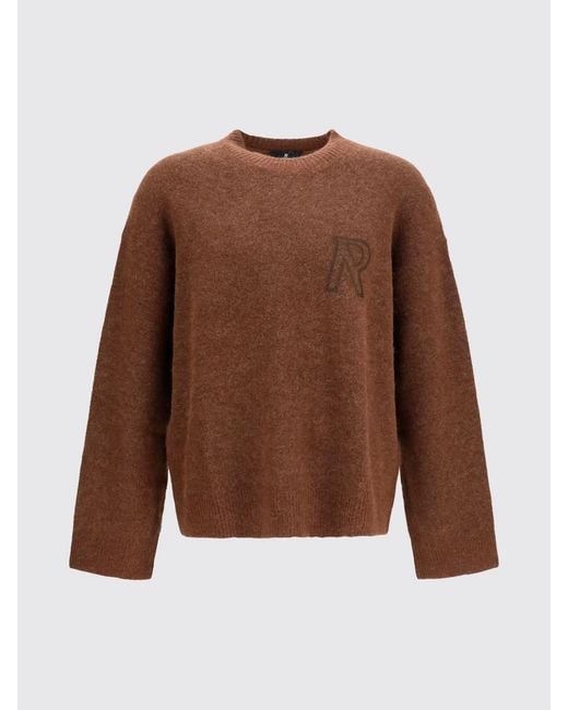 Represent Brown Crewneck Alpaca Wool-Blend Jumper With Jacquard Logo And Dropped Shoulders for men