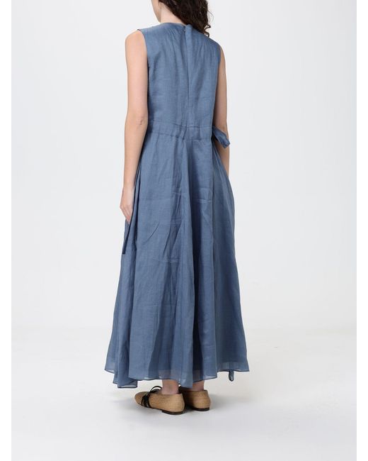 Max Mara Blue Ramie Midi Dress