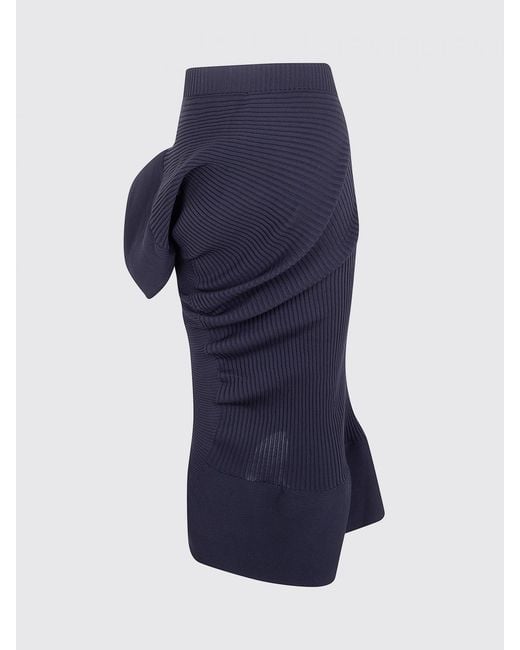 Issey Miyake Blue Asymmetric Hem Crêpe Pencil Midi Skirt