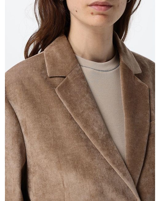 Brunello Cucinelli Brown Single-Breasted Viscose-Blend Blazer With Lapel Collar