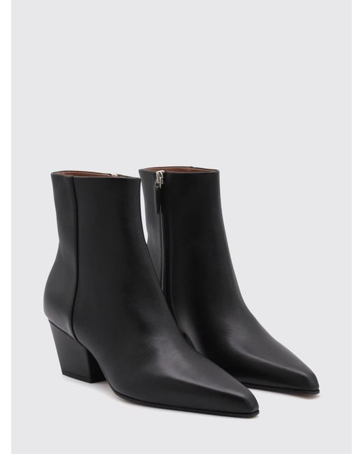Paris Texas Black Jane Calf Leather Western Ankle Boots With Chunky Heel