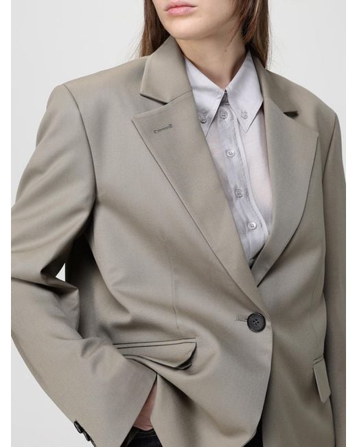 Low Classic Gray Structured Wool Blend Blazer