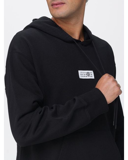 MM6 by Maison Margiela Black Cotton Hoodie With Logo for men
