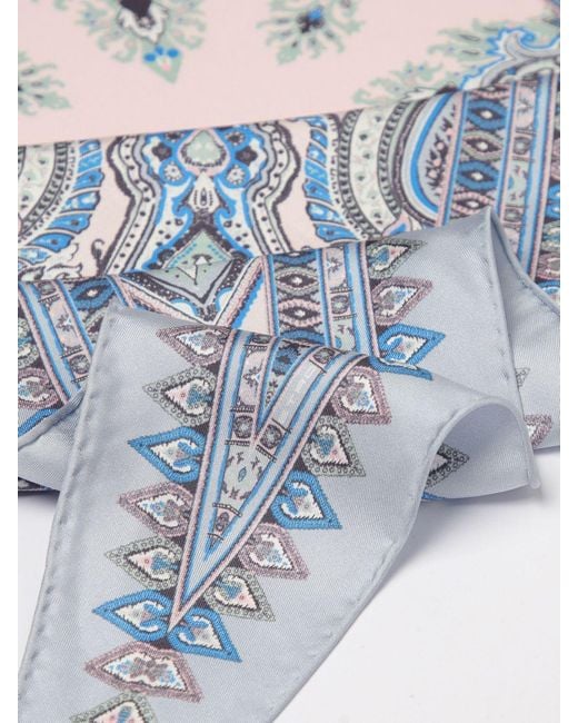 Etro Blue Silk Foulard With Paisley Print for men