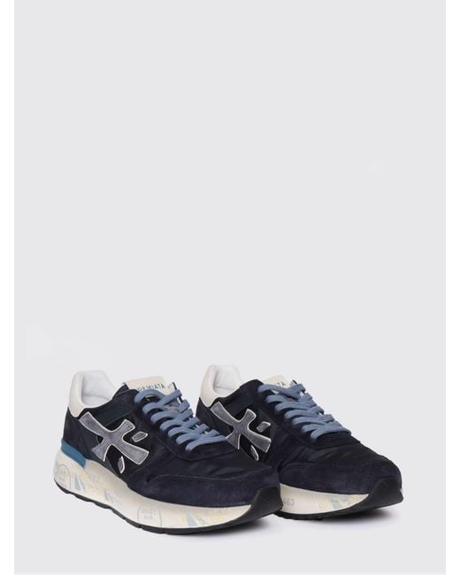 Premiata Blue Mick Suede And Nylon Sneakers for men