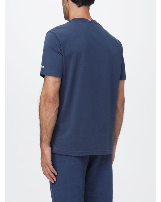 Mc2 Saint Barth Blue Cotton T-Shirt With Logo for men