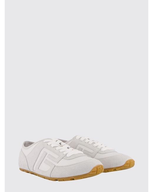 Balmain White Racer 45 Leather Sneakers for men