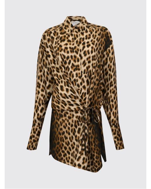 Sportmax Natural Silk Animal Print Shirt Dress