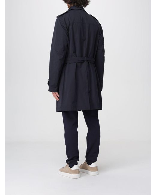 Fay Blue Double-Breasted Cotton Blend Trench Coat for men
