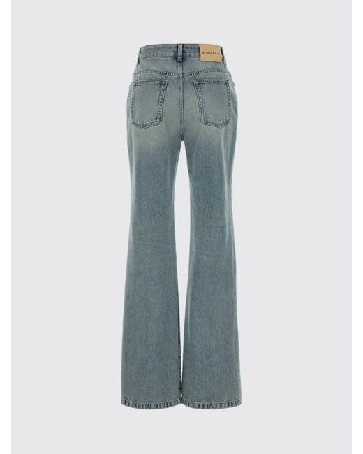 McQueen Blue Flared Cotton Denim Jeans