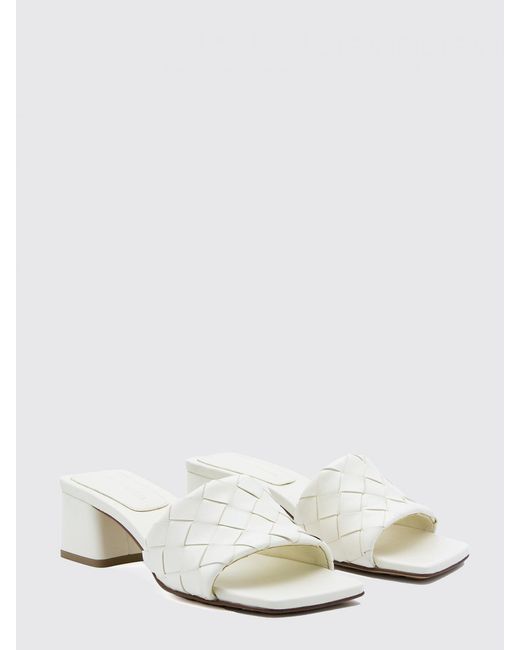Bottega Veneta White Parco Woven Leather Mules