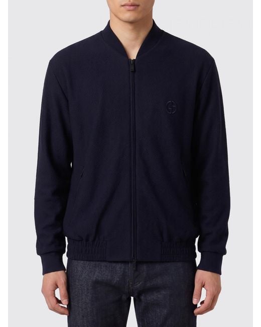 Giorgio Armani Blue Technical Fabric Bomber Jacket for men