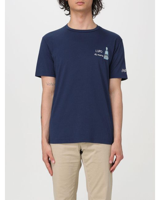 T-shirt Lupo Di Mare in cotone di Mc2 Saint Barth in Blue da Uomo
