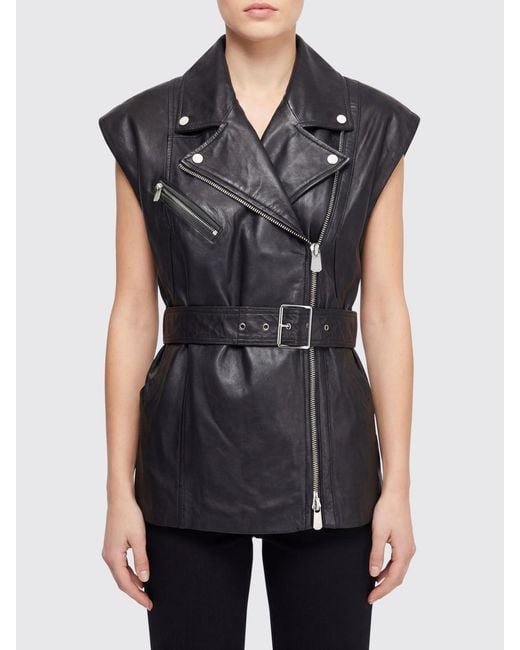 Pinko Black Leather Biker Jacket