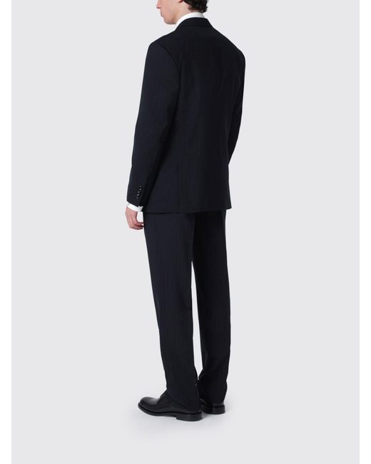 Lardini Black Single-Breasted Virgin Wool Pinstripe Dress for men