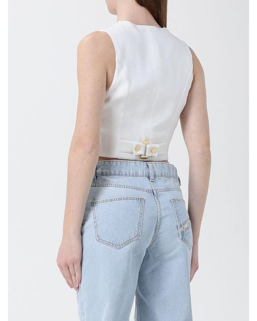 Elisabetta Franchi White Linen Blend Vest