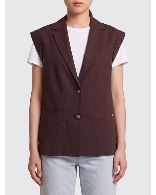 Liu Jo Brown Single-Breasted Viscose Blend Vest