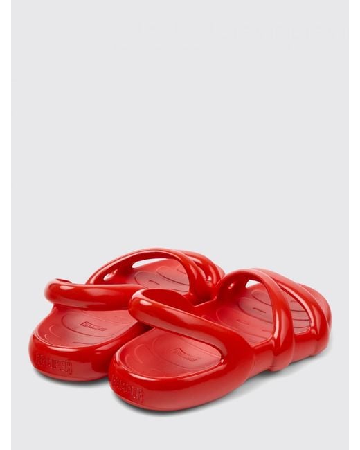Camper Red Barah Flat Sandals Casual Rubber for men