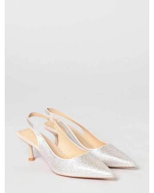 Twentyfourhaitch Natural Phuket Satin Slingbacks With Rhinestones