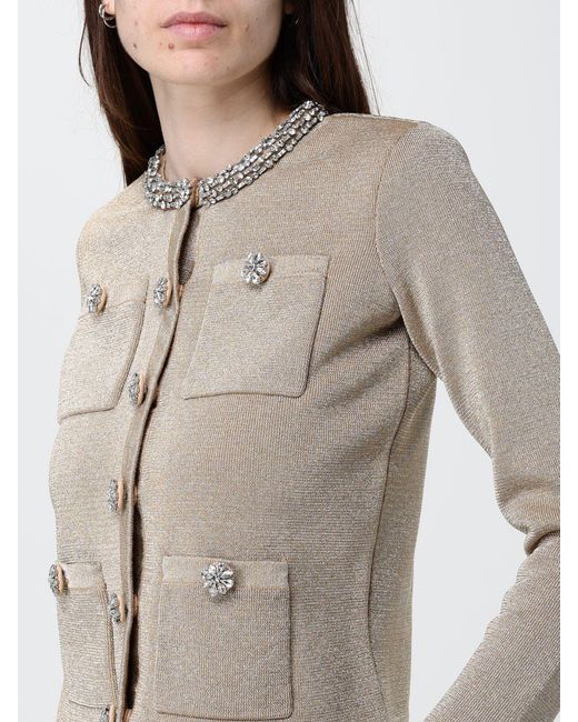 Self-Portrait Natural Lurex Cardigan With Crystals