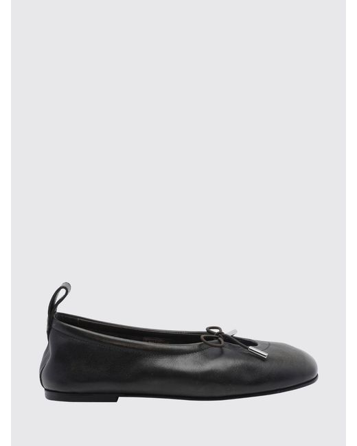 Alohas Black Rosalind Nappa Leather Ballet Flats With Bow And Round Toe