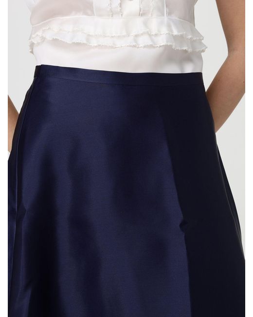 Alberta Ferretti Blue Silk Organza Midi Skirt