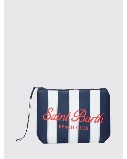 Mc2 Saint Barth Blue Aline Striped Polyester Pouch for men